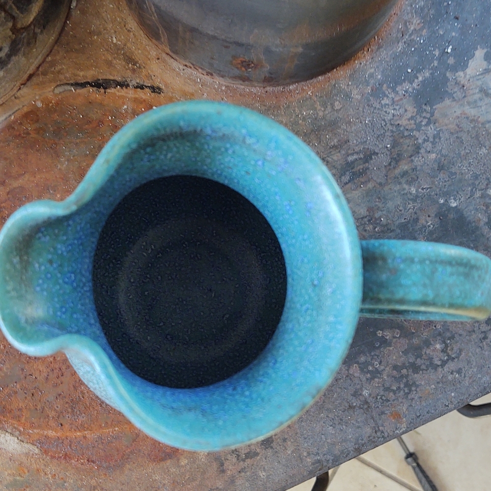 Pottery Pitcher Clay Ceramic  Water Coffee Glazed Blue Semi gloss finsh - Picture 3 of 7